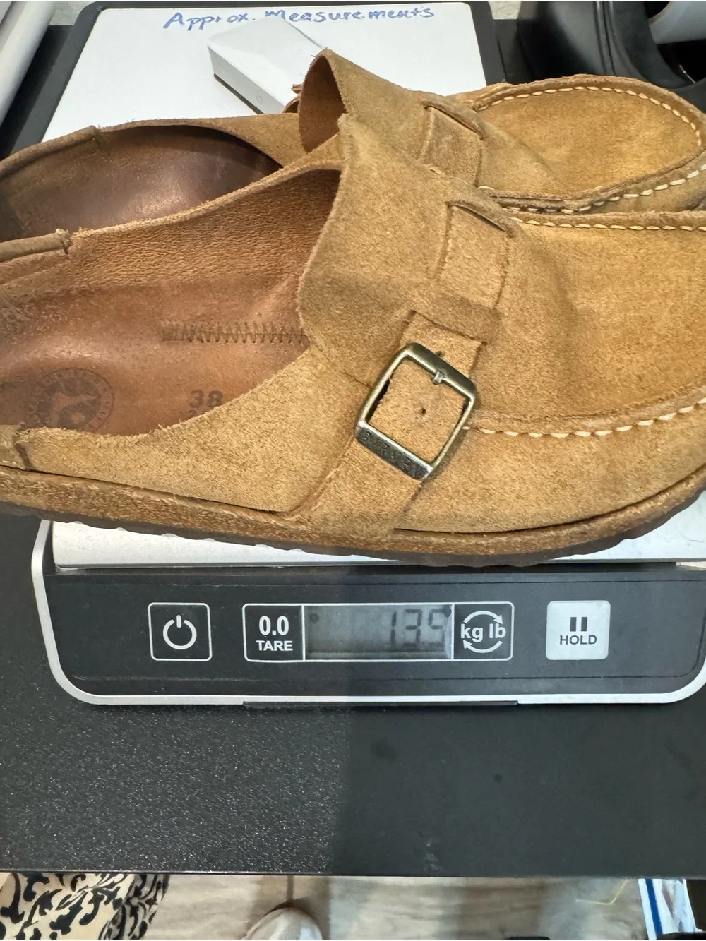 Birkenstock Suede Slip-On Clog in Tan Brown with Buckle